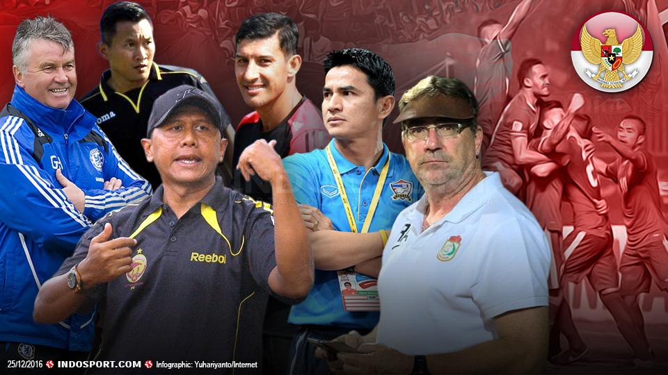 Guus Hiddink, Rudy Eka Priyambada, Rahmad Darmawan, Angel Alfredo Vera, Kiatisuk Senamuang dan Robert Rene Albert. - INDOSPORT